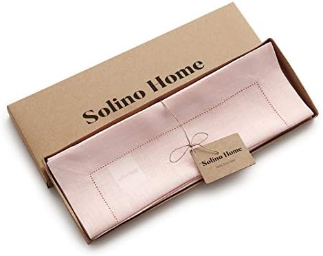 Solino Home 100% Pure Linen Placemats Pink Hemstitch, 14 x 19 in, Set of 6 - Image 4