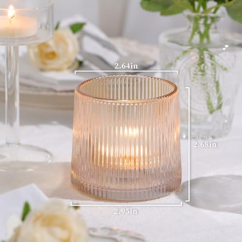 DARJEN Gold Ribbed Tealight Votive Candle Holders Set of 10 - Image 2
