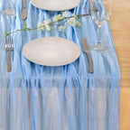 Light Blue Cheesecloth Table Runner for Baby Shower Gender Reveal, 12 Pack - Image 6