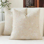 MATTINS Vintage Floral Patterned Throw Pillow Covers 24x24, Beige, 2PC by MATTINS