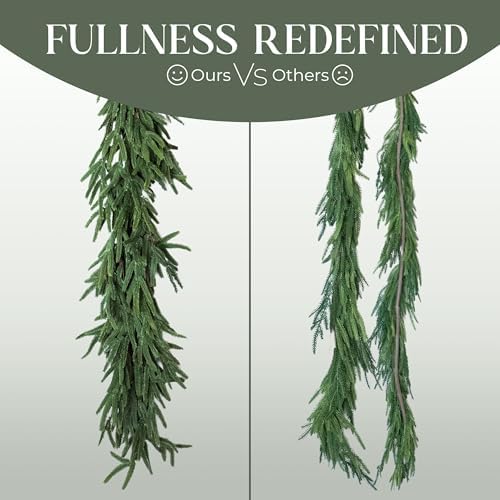 72" Real Touch Norfolk Pine Garland Realistic 6ft, Christmas Garland for Mantle, Stairs, Fireplace, Soft and Bendable Real Touch Garland Christmas Greenery, Evergreen Christmas Garlands - Image 4