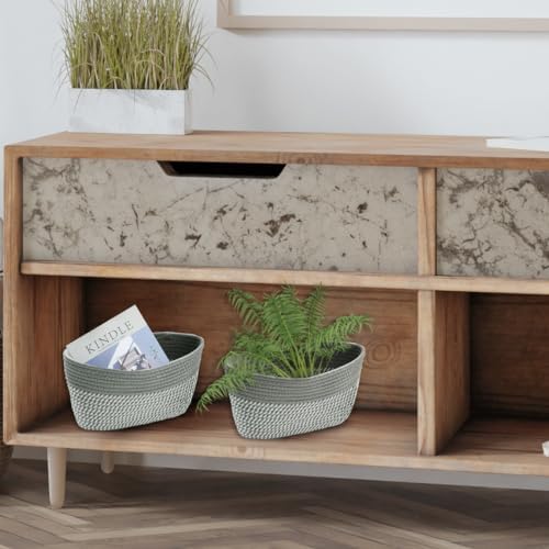 Over the Door Hanging Basket for Organizing 3 Tiers Woven Cotton Rope Wall Mount Storage basket Decorative Kitchen Hanging Organizer Bathroom include 1 door hook GrayStripe - Image 4