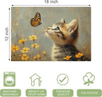 Cat Flower Spring Placemats Set of 6, 12x18 Inch Cat Floral Summer Table Place Mat Animal Washable Non-Slip Heat Resistant Fabric Placement Mats for Party Dining Kitchen Indoor Outdoor Decor - Image 4