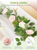 InnoGear Fake Roses 50 Pcs Blush Pink Flowers Artificial Faux Foam Floral - Image 2