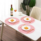 IcosaMro Round Woven Placemats Set of 12 for Dining Table, 15 Inches Paper Boho Decorative Circle Place Mats for Wedding Christmas Thanksgiving Day Holiday Dinner (Pink) - Image 4