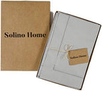 Solino Home Cotton Linen Napkins Light Grey Hemstitch, 20 x 20 in, Set of 4 - Image 3