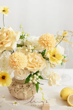 Ling's moment Creamy Yellow Artificial Dahlias, Wedding Flowers, 25 pcs - Image 5