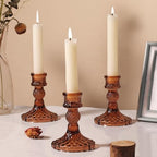 12Pcs Amber Candlestick Holders Set- 4" H Taper Candle Holders Bulk, Glass Candle Holders for Wedding, Party, Fall Dinner Table Centerpieces, Festival Gifts & Windowsill Decor - Image 6