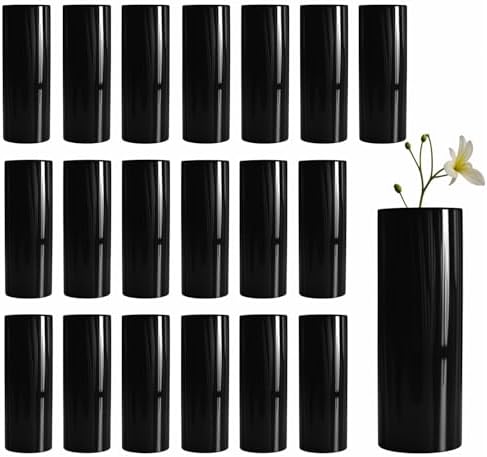 Modern Black Ceramic Vase Set of 20 for Living Room Bedroom 5.51'' Minimalist Fresh Small Flower Vases for Bouquet Fake Plant Home Decor Office Fireplace Centerpieces Nordic Style 10 Pack by LIZOFER