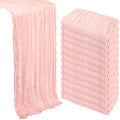 12 Pack Blush Pink Table Runner Cheesecloth 10Ft Gauze Cheese Cloth Table Runner 35x120 Inch Boho Sheer Rustic Fabric for Holiday Party Decor Baby Shower Wedding Decorations by Heneger