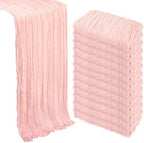 12 Pack Blush Pink Table Runner Cheesecloth 10Ft Gauze Cheese Cloth Table Runner 35x120 Inch Boho Sheer Rustic Fabric for Holiday Party Decor Baby Shower Wedding Decorations by Heneger