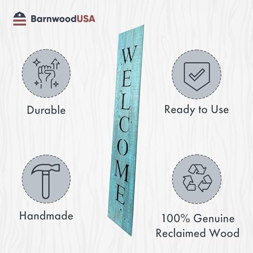 BARNWOODUSA Wooden Welcome Sign for Front Door, 5-Foot, Robins Egg Blue - Image 6