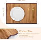 Bamboo Placemats Set of 6 with Fabric Border, Table Mats, Camel - Image 3