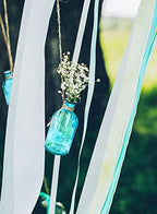 Bud Vases, Apothecary Jars, Decorative Glass Bottles, Centerpiece for Wedding Reception, Elegant Antique Decoration, Mini Flower Vases, Small Medicine Bottles for Home Decor (Blue, Set of 48) - Image 4