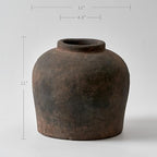 LB2 Brown Ceramic Large Vase, 11" Tall Zen Style vase, Terra Cotta Pitcher, Distressed Farmhouse Decor, Pottery Decorative Flower for Home Decor (B - Brown 11") - Image 2