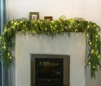 MISSPIN Christmas Garland with Lights, Real Touch Winter Pine Garland, Green Artificial Greenery Garland for Table, Mantle, Wall, Indoor, Outdoor Christmas Decorations by MISSPINWEDDING