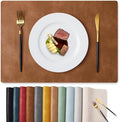 MOSAYT Vinyl Faux Leather Placemats, Set of 12, Reddish Brown by MOSAYT