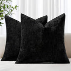 decorUhome Soft Chenille Black Throw Pillow Covers 26X26 Set of 2 by decorUhome