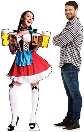 Cardboard People Bar Maiden Red Skirt Life Size Cardboard Cutout Standup - Image 3
