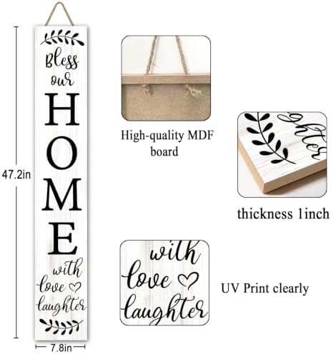 Welcome Sign for Front Door Porch, Bless Our Home Signs 47" - Image 2