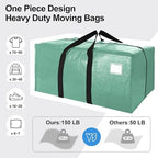 6 Pack Heavy Duty Extra Large Moving Bags W/Backpack Straps - Strong Handles & Zippers, Storage Totes For Space Saving, Fold Flat, Alternative to Box and Bin (40 gal, Teal) - Image 5