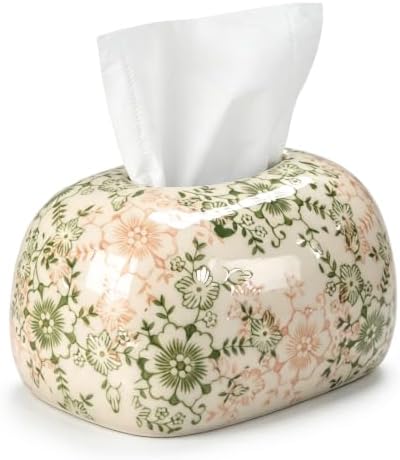 Vintage Ceramic Tissue Box Cover, Retro Tissue Holder, Green, Vintage by Ferrochef