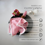 FINGERCRAFT Lace Cloth Napkins, Cotton Linen 12 Pack, 20x20 in, Pastel Rose - Image 4
