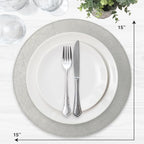 Morgan Faux Leather Round Set of 12 Placemats, 15", Silver, Heat Resistant, Stain Resistant, Non-Slip, Reversible, Durable Table Mats for Kitchen, Dining Table, Indoor Washable Use - Image 3