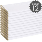 Cotton Clinic Cloth Napkins with Trim - Everyday Use Table Dinner Napkins - Soft Durable Washable - Ideal for Dinner Party Wedding Christmas Easter - Set of 12-20x20 inches Beige White Napkins - Image 2