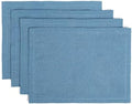 Over&Back Set of 4 Washed 100%-Linen Woven Placemats - Colorful Dining Table Mat - Machine Washable - Kitchen and Home Decor - Blue by overback