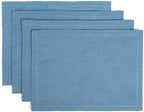 Over&Back Set of 4 Washed 100%-Linen Woven Placemats - Colorful Dining Table Mat - Machine Washable - Kitchen and Home Decor - Blue by overback