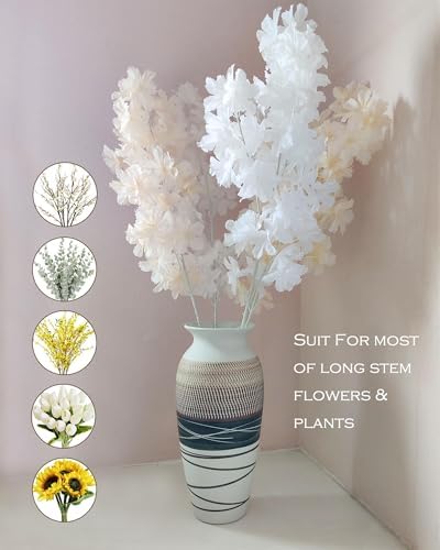 12.6" Tall Vintage Ceramic Rustic Farmhouse Vase (Half Skipcut Brown) - Image 3