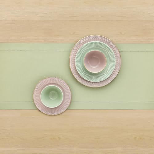 Solino Home Cotton Linen Table Runner Sage, Hemstitch Collection 14 x 72 in - Image 3