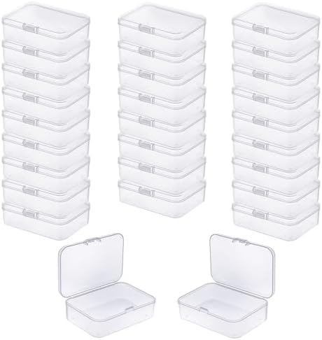 LJY 28 Clear Rectangular Plastic Boxes, 3.3 x 2.2 x 1 in for Buttons by LJY