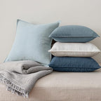 MIULEE Blue Boho Linen Decorative Pillow Covers 18x18 Inch Pack of 4 - Image 7