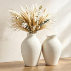 Ceramic Vase Set of 2 Embossed Rustic Farmhouse Home Decor by Unknown