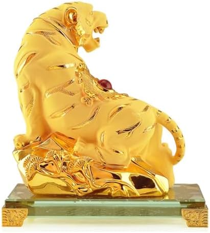 Feng Shui Chinese Zodiac Tiger Year Golden Resin Collectible Figurines Decoration for Luck & Wealth Perfect for Your Home or Office - Image 3