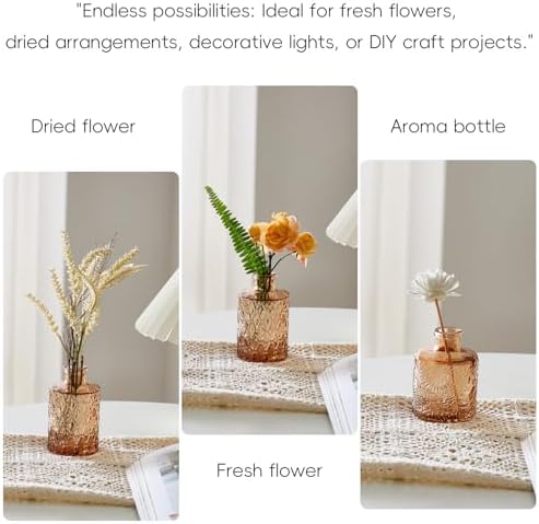 Glass Bud Vases Set of 64 - Amber Assorted Small Mini Glass Vases for Flowers, Crystal Vintage Vase Set, Bulk Centerpieces for Table Décor, Wedding, Home and Events (Amber, 64 Pcs) - Image 5