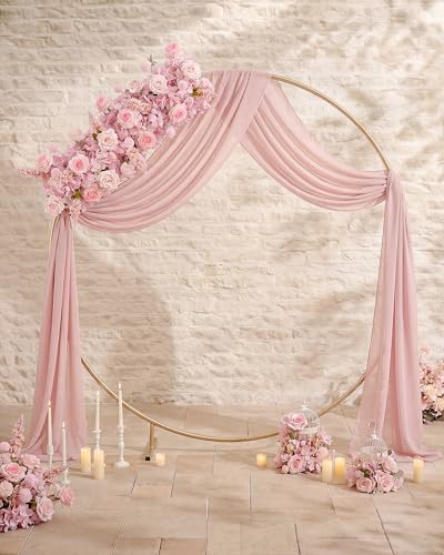 36inch Aisle Flower Garland with Chiffon Sheer Drape, Mixed Pink Artificial Flowers Rose with Hydrangea, Floral Runner for Wedding Arch, Backdrop, Reception Table Decor, Ceremony Pathway - Image 4