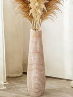 Hanobe Tall Wood Floor Vase for Pampas Grass, 22 in, Boho Beige by Hanobe