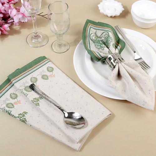 FINGERCRAFT Cloth Napkins Set of 12 Cotton Linen, 20x20 Inch, Country Side - Image 3