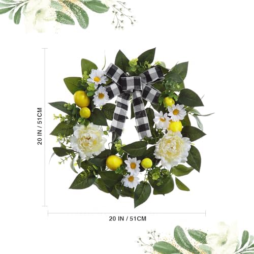 Garvee 20" Lemon Wreath for Front Door, Spring Summer Fruit Wreath - Image 5