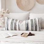 NUYECY Chenille and Cotton Long Pillow for Bed, Striped Textured Boho Lumbar Throw Pillow Cover 14x36, Neutral Accent Decorative Extra Long Body Pillow Case for Couch, Sofa, Bedroom, Sage Green - Image 4