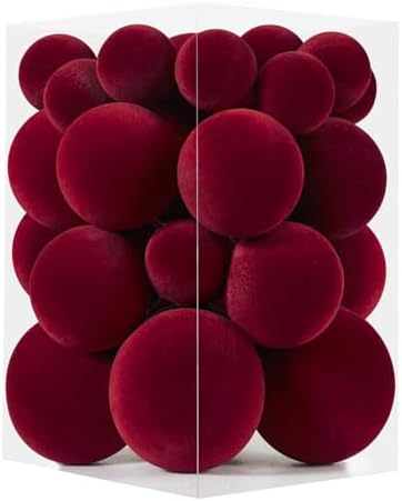 Velvet Christmas Ornaments Set 38Pcs Flocked Shatterproof Christmas Ornaments for Christmas Tree Decorations Xmas Decorative Hanging Christmas Ball Ornaments for Holiday Home Decor by Unknown