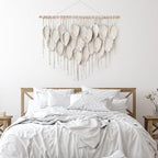 Macrame Wall Hanging Boho Beige Handmade Leaf Tapestry Wall Art Home Decor - Image 4