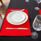 Cloth Red Placemats Set of 8, Linen Type Fabric Placemats Machine Washable Heat Resistant Placemats Polyester Place Mats for Halloween, Thanksgiving, Christmas and Valentine Dining Table (Red) - Image 3