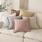 MIULEE Boho Linen Fringe Decorative Euro Throw Pillow Covers White 26x26 - Image 6