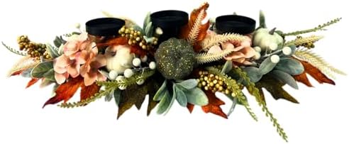 Svndlyn 25 Inch Fall Candle Holder Centerpiece with Colorful Pumpkins - Image 2