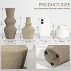 DREAMLOOM Modern Modern Ceramic Vase Set of 3, Brown - Image 2