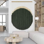 Large Macrame Wall Hanging Green Boho Decor Yarn Fiber Art 39"W*55"L - Image 3